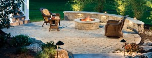 Paver patio, firepit, sitting wall